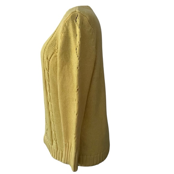 Talbots Sunny Yellow Cable Knit cotton blend crew neck Sweater Sz: 1X NWOT - Picture 4 of 10